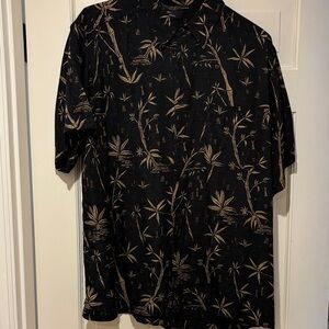 Men's Black and Tan Tropical Print Shirt